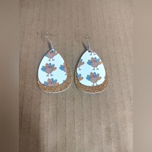 Gold and White Turkey Earrings